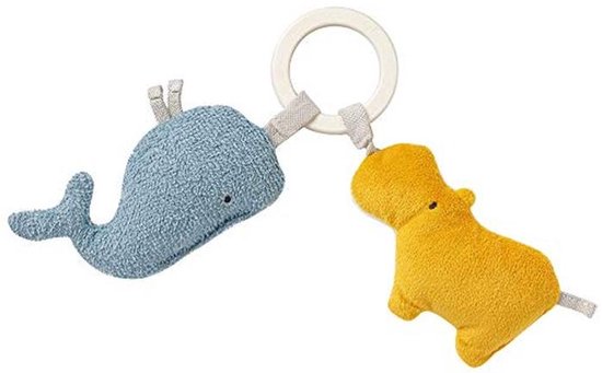 Grijfling Nijlpaard en Walvis - Bio Baby Speelgoed met Rammel en Raschelpapier, 19 cm van Merkloos