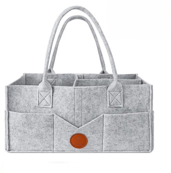 Grijze draagbare luieropbergdoos - Opbergbox - Opbergdoos - luiertas - luiermand van vilt met handvatten - Multifunctionele opbergtas - Lichtgewicht reistas - Grijs van Merkloos