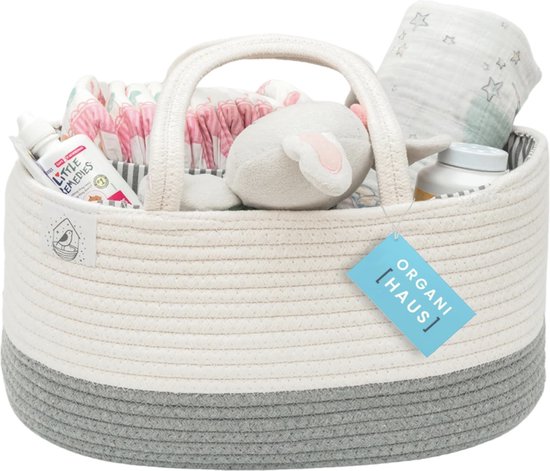 grijze en witte luiermand voor pasgeboren luiers | Babycaddy-organisator | Baby Luier Caddy Organisator | Babycommode voor babytoiletartikelen | Babycommode & opbergorganizer van PUTSKA