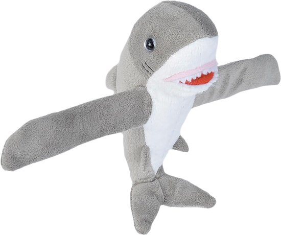 Grijze Knuffel Bijtring met Klikarmband voor Kinderen - Pluche Haai 20 cm van Merkloos