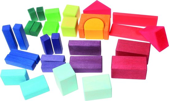 Grimm's 30 Colored Geo-Blocks van Merkloos