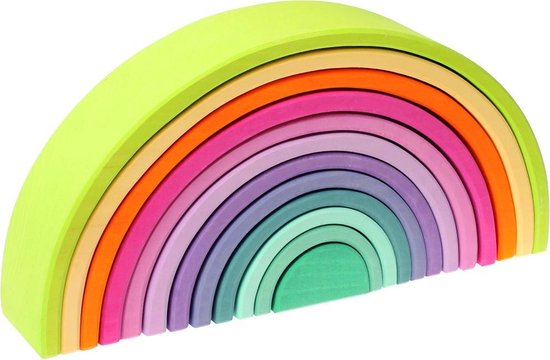 Grimm's Regenboog Pastel - 12-delig houten speelgoed - 3+ jaar van Merkloos