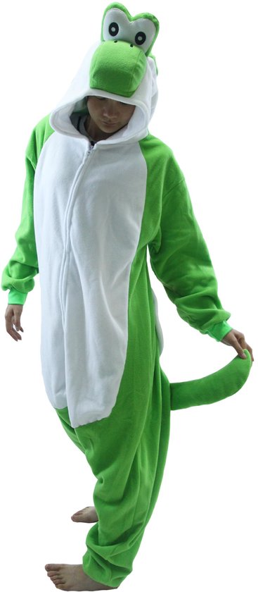 Groene Yoshi unisex pyjama van fleece voor volwassenen zachte dieren onesie voor dames en heren warme nachtkleding huispak cosplay kostuum Halloween loungewear