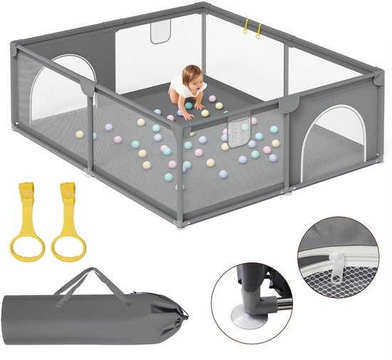 Grondbox - Baby Speelbox - Kinderbox - Playpen- 150x180cm - Grijs - Baby Box - Babybox - inclusief draagtas - groot oppervlak - Top kwaliteit - Stevig van Merkloos