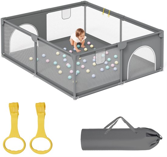 Grondbox - Top kwaliteit - Stevig - Eenvoudig - Twee formaten - 150x180cm - Baby Speelbox - Kinderbox - Babybox - Box voor baby's - Kruipbox - Baby box - Playpen - Grijs van Merkloos