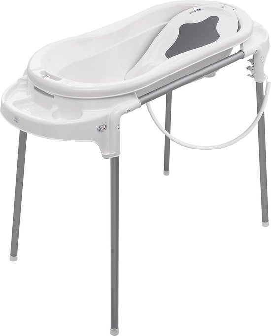Groot Babybad met Standaard voor Twee Kinderen - Ideaal voor 0-12 Maanden, Wit van AquaBella Kids