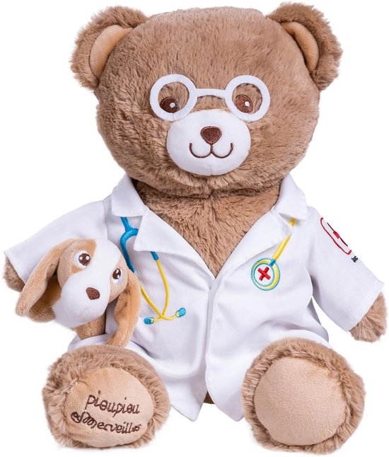 Groot Knuffeldier Dierenarts Beer 40 cm - Speelgoed voor Kinderen 2-6 Jaar