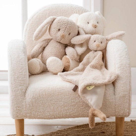 Groot Knuffeldoek Konijn Teddy Beige - Zachte Troostdoek 35 cm