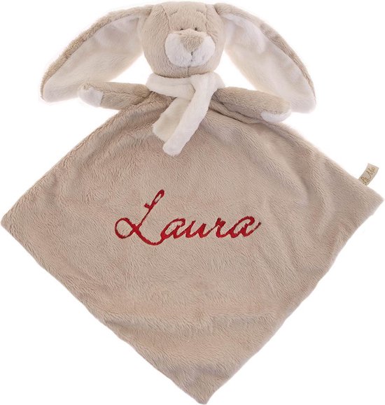 Groot knuffeldoekje konijn met naam | geborduurd | gepersonaliseerd van Beliza Design