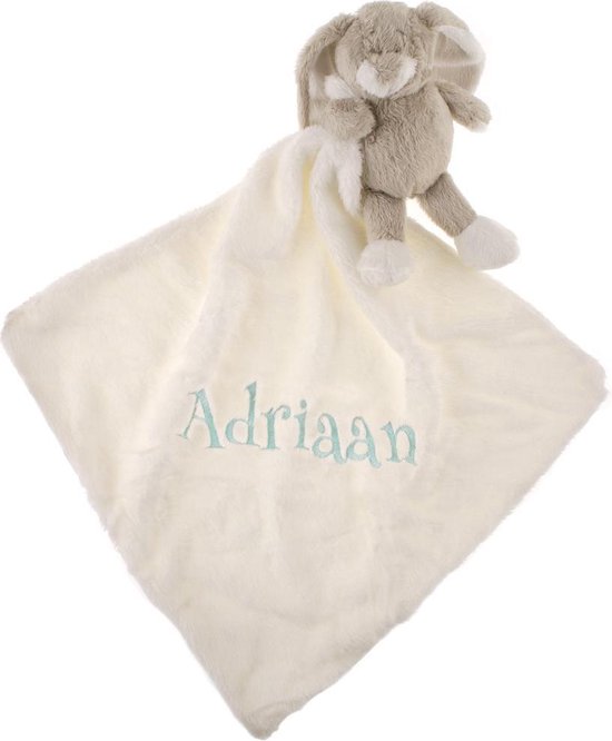 Groot knuffeldoekje zittend konijn met naam | geborduurd | gepersonaliseerd van PimLap Parijs