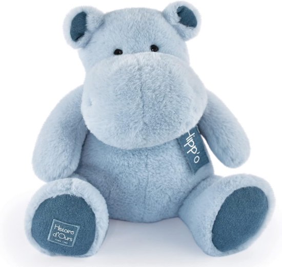 Groot Nijlpaard Knuffel - 40 cm Zacht Pluche Dier voor Kinderen - Jeansblauw Knuffeldier Cadeau van Merkloos