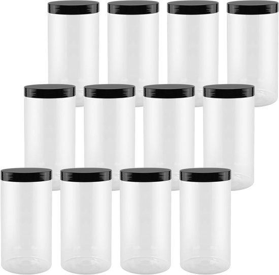 Grote 1000 ml Opslagcontainers met Deksel, Transparante Plastic Potten voor Bewaren, Ideaal voor Voedsel, Organiseren en Koken