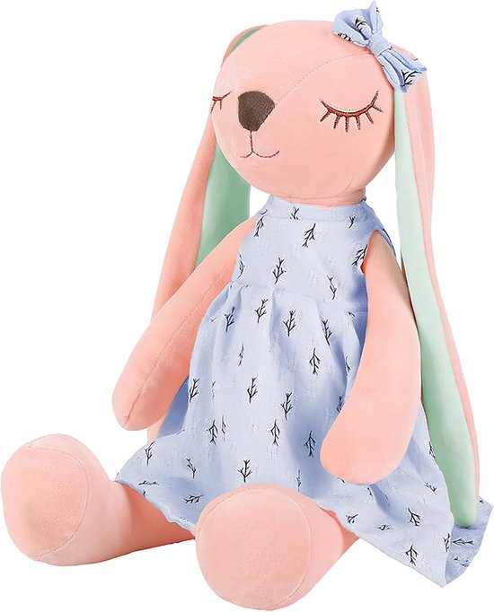 Grote Blauwe Pluchen Haas Knuffel met Slappe Oren (35 cm) - Zacht Speelgoed voor Baby's en Meisjes van Merkloos