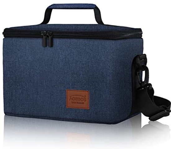 Grote geïsoleerde koeltas voor lunch, 10 liter, waterdicht, verstelbare schouderriem, thermische tas, blauw