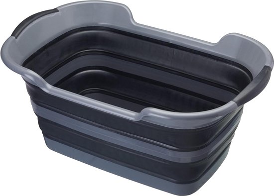 Grote opvouwbare wasmand zwart-grijs 605 x 40 x 28 cm met slim ontwerp van Toi-Toys