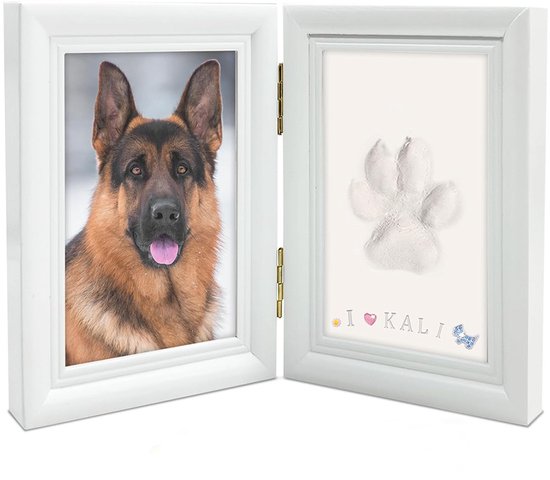 Grote Pootafdruk Frame voor Hond of Kat - Zachte Klei Kit en Houten Wit Foto Frame van Pawprints