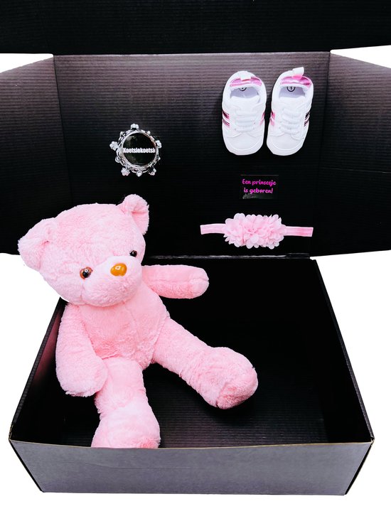 grote roze teddy beer - kraamcadeau - 45 cm - teddybeer - kan ook rechtstreeks als cadeau worden verstuurd van DeBorin