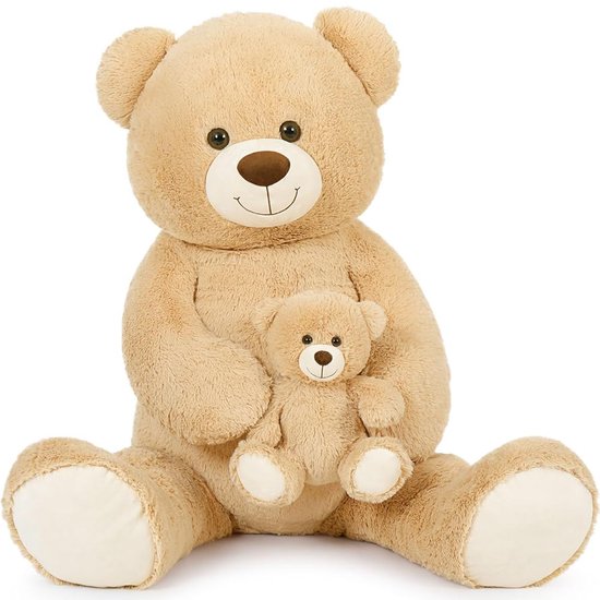 grote teddybeer 100 cm met kleine beer, zachte teddybeer groot XXL, enorme teddybeer XXL knuffeldier voor vriendin, meisjes, kinderen