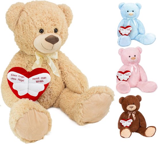 Grote Teddybeer van 100 cm met Hart - Perfect Voor Knuffelen - Beige Pluche Speelgoed