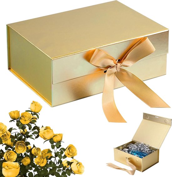 Grote Witte Cadeaubox met Lint, 21 x 17 x 7 cm, Perfect voor Verjaardag, Bruiloft en Feestdagen
