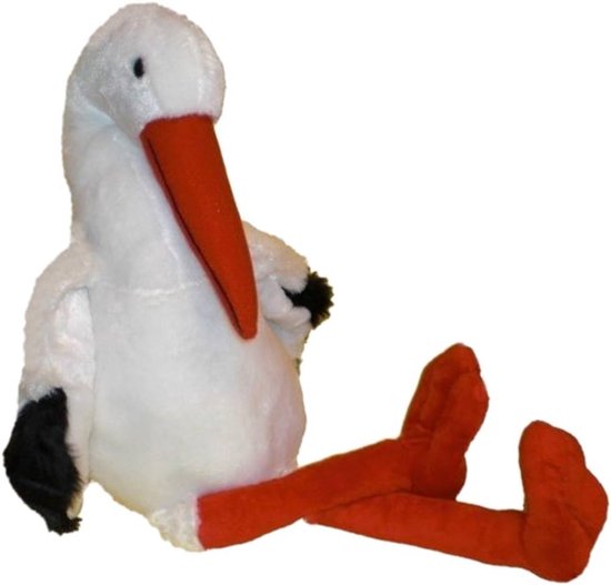 Grote Witte Knuffel Ooievaar Knuffeldier - 35 cm | Pluche Speelgoed van Merkloos
