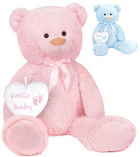 Grote XL Teddybeer 100 cm met Hart - Perfect Kraamcadeau voor Baby Meisjes - Knuffeldier - Roze