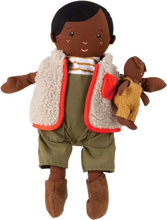 Grote Zachte Knuffel Pop van 35,56 cm met Klein Knuffel Konijntje - Wasbaar en Drogerbestendig