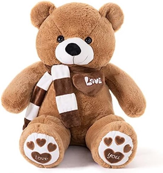 Grote Zachte Knuffelbeer 80cm - Donkerbruine Pluche Beer - Valentijn - Kinderkamer van Merkloos