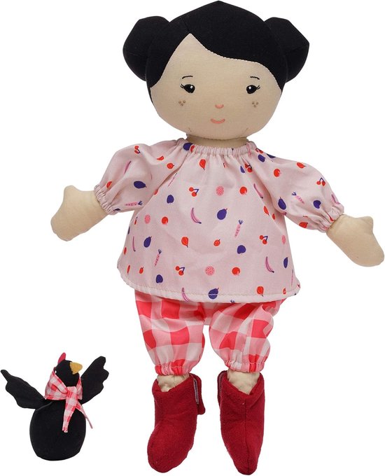 Grote Zachte Pop van 35,5 cm - Inclusief Pluche Haan Knuffel - Machine Wasbaar van Merkloos