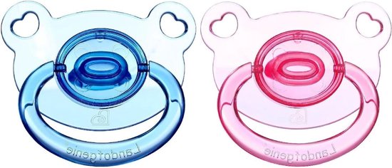 Grote Zuignap Fopspeen Volwassenen Transparant Berenmodel 2 stuks Rozeachtig Blauw - Lange Fopspeen met Zuignap van Moemoe Baby Products