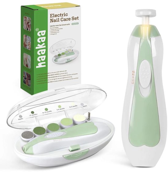 Haakaa elektrische baby nagelverzorging set - vanaf 0 maanden - Mint van HaaKaa