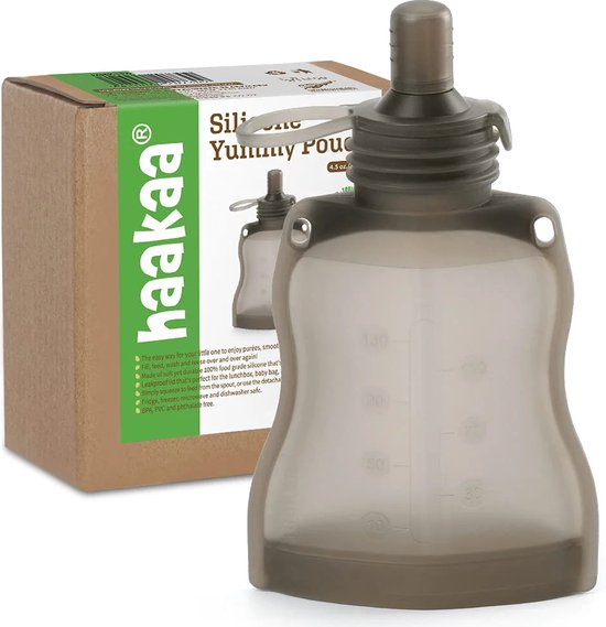 Haakaa Knijpzakje - 1 stuks - Yummy Pouch - Siliconen herbruikbare zakjes - 130ml - inclusief siliconen rietje van HaaKaa