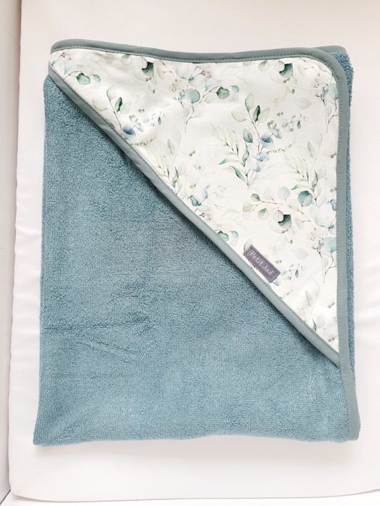 Haaksels&Kralen - Badcape baby - wikkeldoek - 75x75 cm - kleur blauw - kraamkado - zwangerschap - babyartikel van Haaksels&Kralen