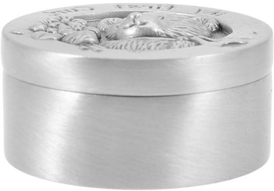 Haardoos Baby - Herinnering Doosje - Babyherinneringen Bewaren - Compact Rond Design - 4 x 4 x 1.9 cm - Zilver