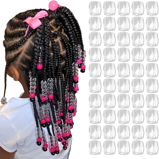 Haarparels 50PCS Transparant - Grote Acrylparels - Veilig en Zacht - Ideaal voor Kinderen - SnelShoppen