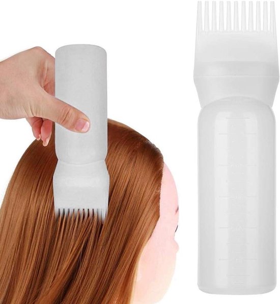 Haarverf Applicator Borstel - Kleurstof Fles met Kam - Haar Verven Tool - Shampoo Applicator - Haarkleur Kam - Olie Applicator - Lichtgewicht - 3 Kleuren (wit)