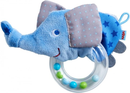 Haba Rammelaar Olifant 14 Cm Polyester Blauw 2-delig van HABA