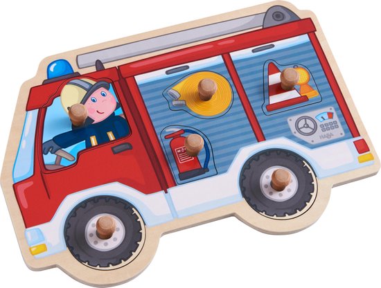 Haba Vormenpuzzel Brandweerauto Junior Hout 6 Stukjes van HABA.