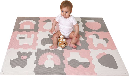 Hakuna Puzzelmat voor Baby's 1,2x0,9m - Baby Speelmat bevat 12 tegels met dieren - 20% dikkere Kruipmat in een recyclebare verpakking - vrij van schadelijke stoffen, geurloze schuimmat van Hakuna