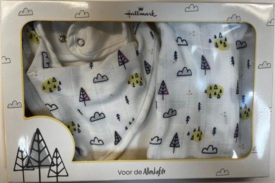 Hallmark Baby Giftset - Forest - Hydrofiele doek - Bandana slabbetje van Merkloos