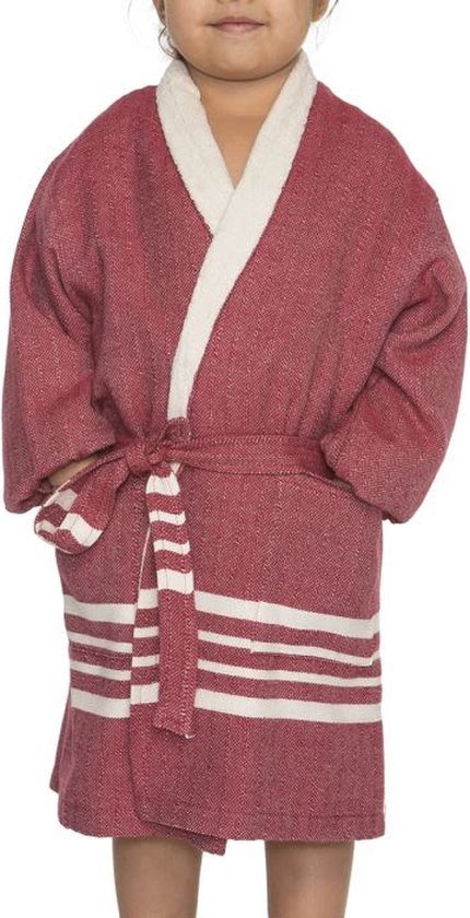 Hamam Kinderbadjas Bordeaux - 2-3 jaar - jongens/meisjes/uniseks - badjas kind / kinderen - badjas kind badstof - zwembadjas - 2-3 jaar - jongens/meisjes/unisex pasvorm - comfortabele sjaalkraag - kinder badjassen - kinder badjas badstof van Hama