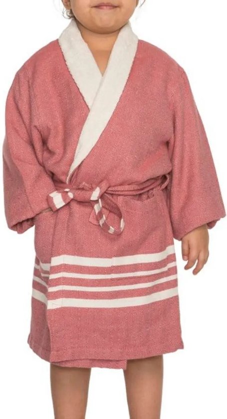 Hamam Kinderbadjas Dusty Rose - 2-3 jaar - jongens/meisjes/uniseks - badjas kind / kinderen - badjas kind badstof - zwembadjas - 2-3 jaar - jongens/meisjes/unisex pasvorm - comfortabele sjaalkraag - kinder badjassen - kinder badjas badstof van Hama