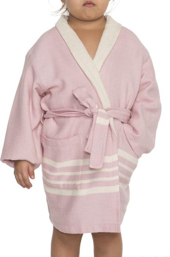 Hamam Kinderbadjas Rose Pink - 2-3 jaar - jongens/meisjes/uniseks - badjas kind / kinderen - badjas kind badstof - zwembadjas - 2-3 jaar - jongens/meisjes/unisex pasvorm - comfortabele sjaalkraag - kinder badjassen - kinder badjas badstof van Hama