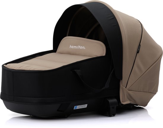 Hamilton by Yoop Premium Bassinet – Draagbare wieg voor baby – Eenvoudig monteerbare reiswieg voor de kinderwagen – Ruim en comfortabel reisbed met optimale luchtcirculatie – Uittrekbare zonnekap – Met buggy adapters – Kaki van Hamilton