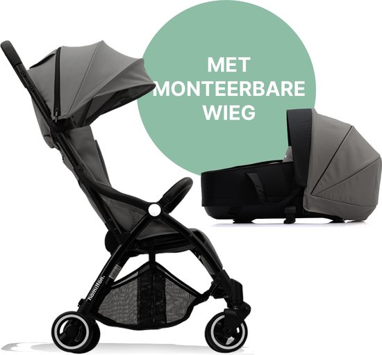 Hamilton by Yoop X1 Plus Kinderwagen – Buggy Inklapbaar met monteerbare Wieg – 2 in 1 Wandelwagen – MagicFold™ Technologie – Geschikt van 0 maanden tot 4 jaar – Tot 22 kg – Licht, Verstelbaar & Wendbaar – Grijs van Hamilton