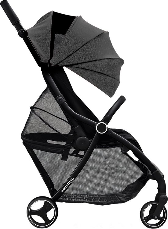 Hamilton by Yoop XL Buggy – MagicFold™ Technologie – Tot 22kg – 50 liter Bagagevak – Grote Premium Wandelwagen – Plooibuggy Baby – Inklapbaar – Kinderwagen met Verstelbare Duwstang – Gemêleerd donkergrijs van Hamilton