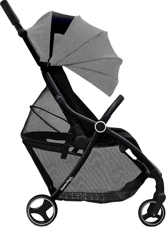 Hamilton by Yoop XL Buggy – MagicFold™ Technologie – Tot 22kg – 50 liter Bagagevak – Grote Premium Wandelwagen – Plooibuggy Baby – Inklapbaar – Kinderwagen met Verstelbare Duwstang – Gemêleerd lichtgrijs van Hamilton