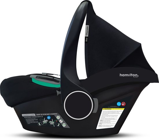 Hamilton by Yoop Zeno Plus Draagwieg – Autostoeltje Geschikt voor 0 tot 15 Maanden – Comfortabele en Veilige Reiswieg – Autozitje monteerbaar op Hamilton BuggyAutostoel – Zwart van Hamilton