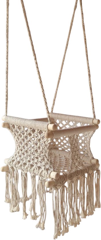 Hand Gevlochten Baby / Kinder Schommel! - Macramé Schommel - Baby Swing - Schommelstoel inclusief Bevestigingsmaterialen - Gemonteerd Verzonden! van Simply for kids