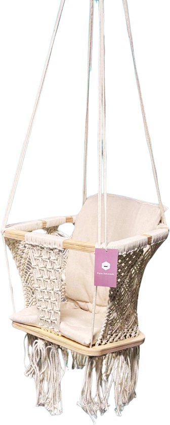 Hand Gevlochten Baby / Kinder Schommel! - Macramé Schommel Inclusief Kussentjes - Baby Swing - Schommelstoel inclusief Bevestigingsmaterialen - Gemonteerd Verzonden! van Simply for kids